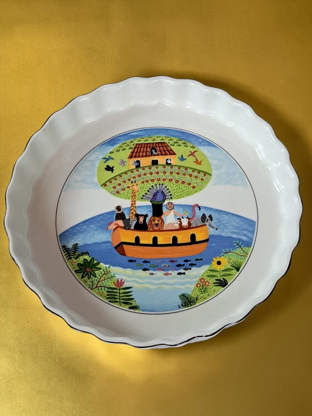 Villeroy & Boch Vilbofour Naif 9.5 Round Fluted Quiche Dish Germany Noah’s Ark
